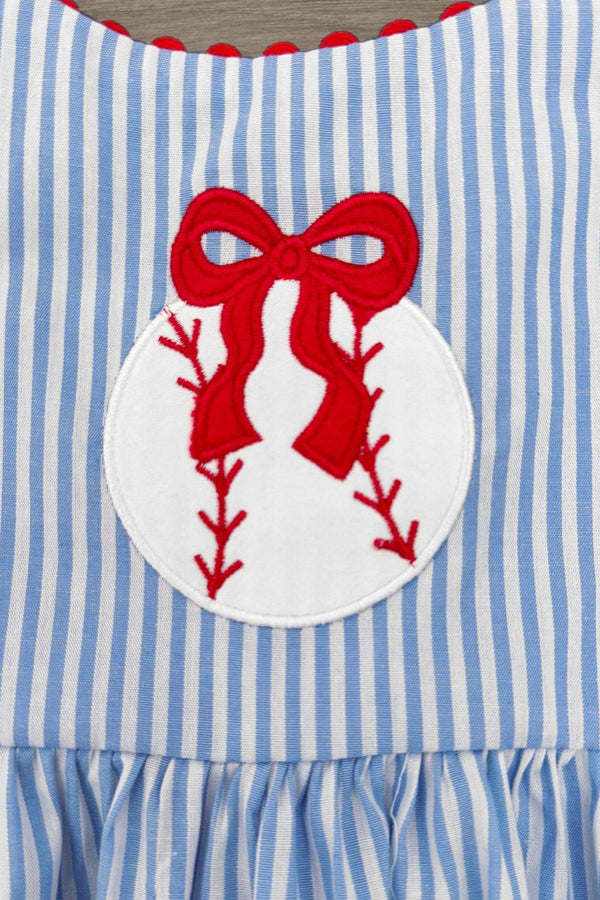 Blue & Red Striped Baseball Short Set | Sparkle in Pink