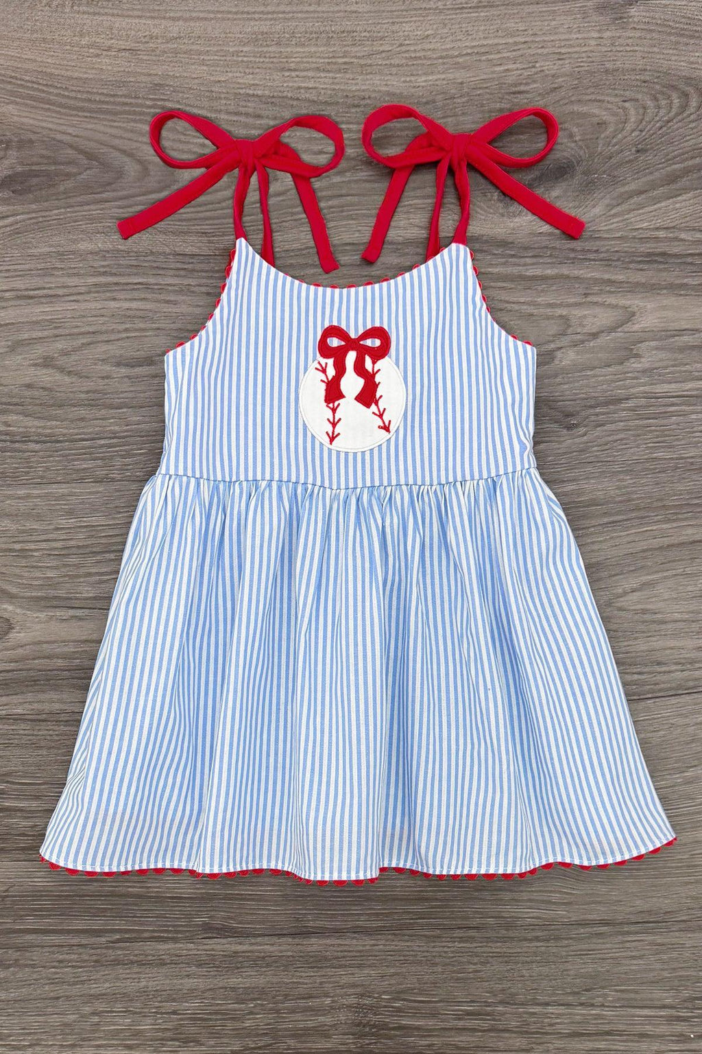 Blue & Red Striped Baseball Short Set | Sparkle in Pink