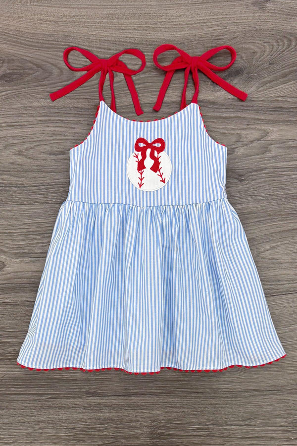 Blue & Red Striped Baseball Short Set | Sparkle in Pink