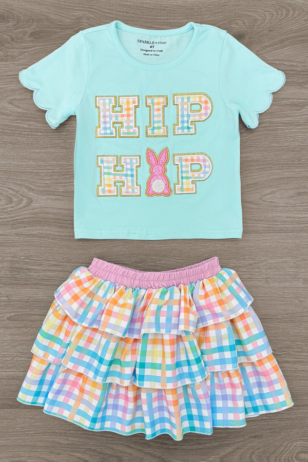"Hip Hop" Rainbow Plaid Skirt Set | Sparkle in Pink