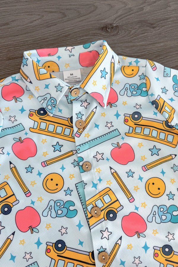 Pastel School Button Down Top | Sparkle in Pink