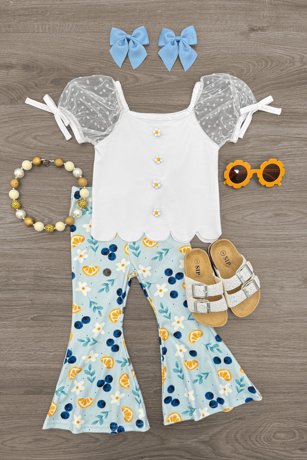 Blueberries & Lemons Flare Pant Set | Sparkle in Pink