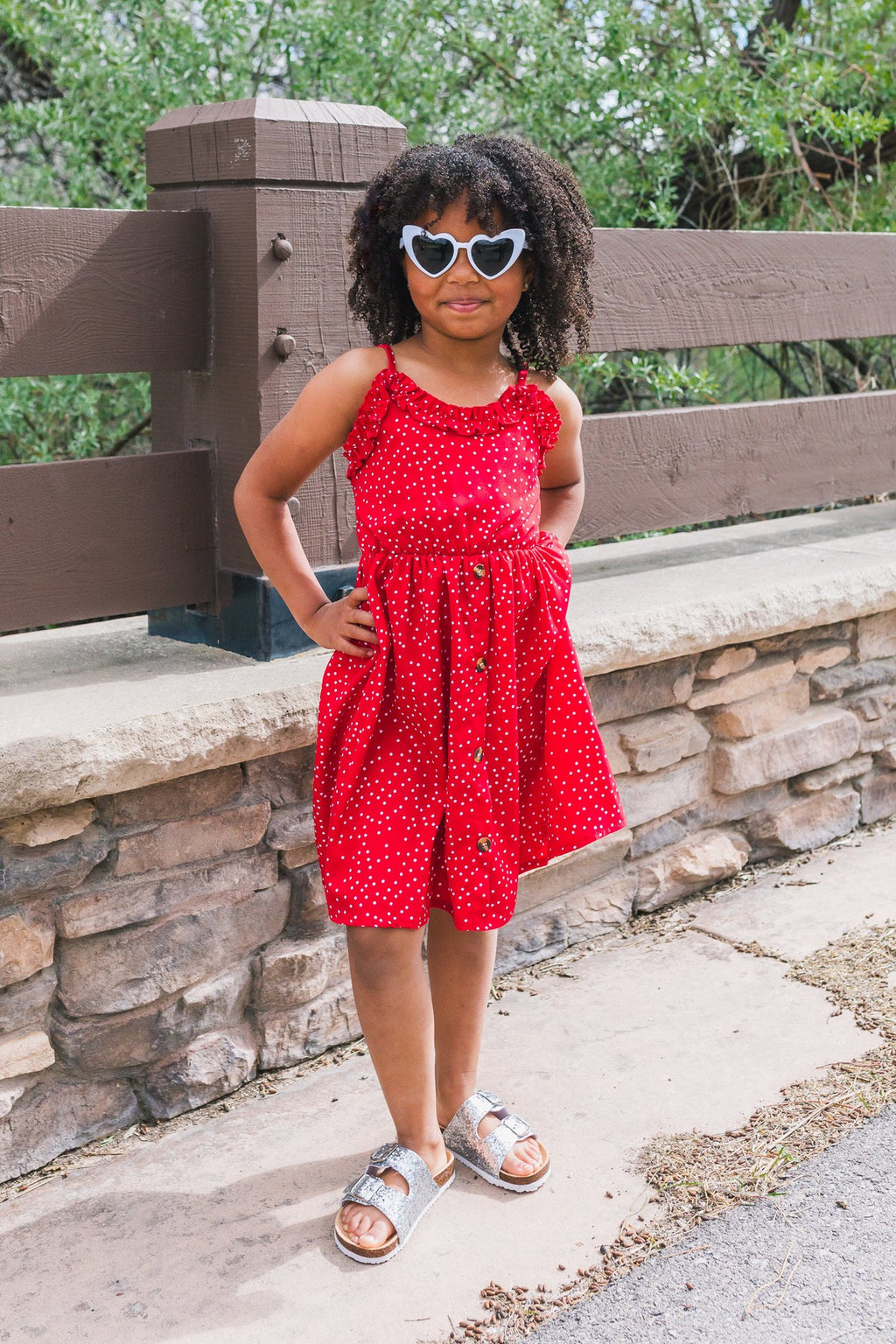 Mom & Me - Red Polka Dot Dress - Sparkle in Pink