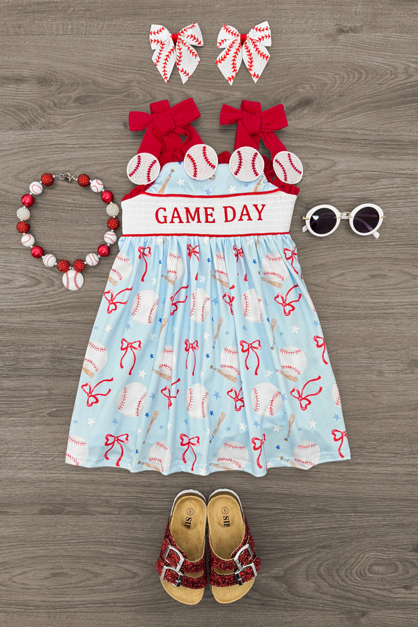 "Game Day" Baseball & Bows Dress | Sparkle in Pink