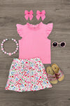Pink Pearl Floral Skirt Set | Sparkle in Pink
