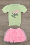 Green & Pink Tulip Tutu Skirt Set | Sparkle in Pink