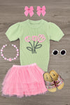 Green & Pink Tulip Tutu Skirt Set | Sparkle in Pink