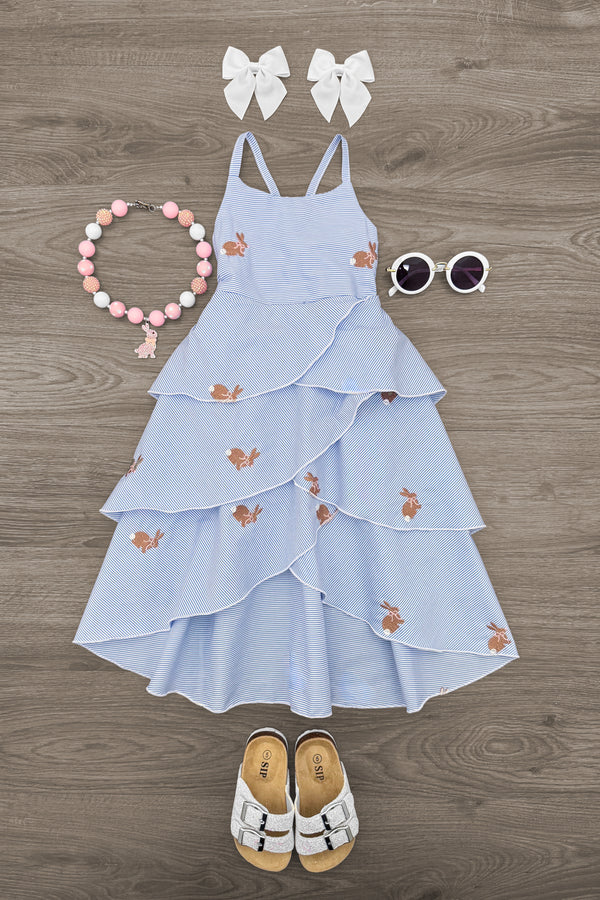 Blue Stripe Bunny Tank Dress 3T Blue Stripe Bunny Tank Dress 3T