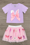 Lavender & Pink Bunny Skirt Set | Sparkle in Pink