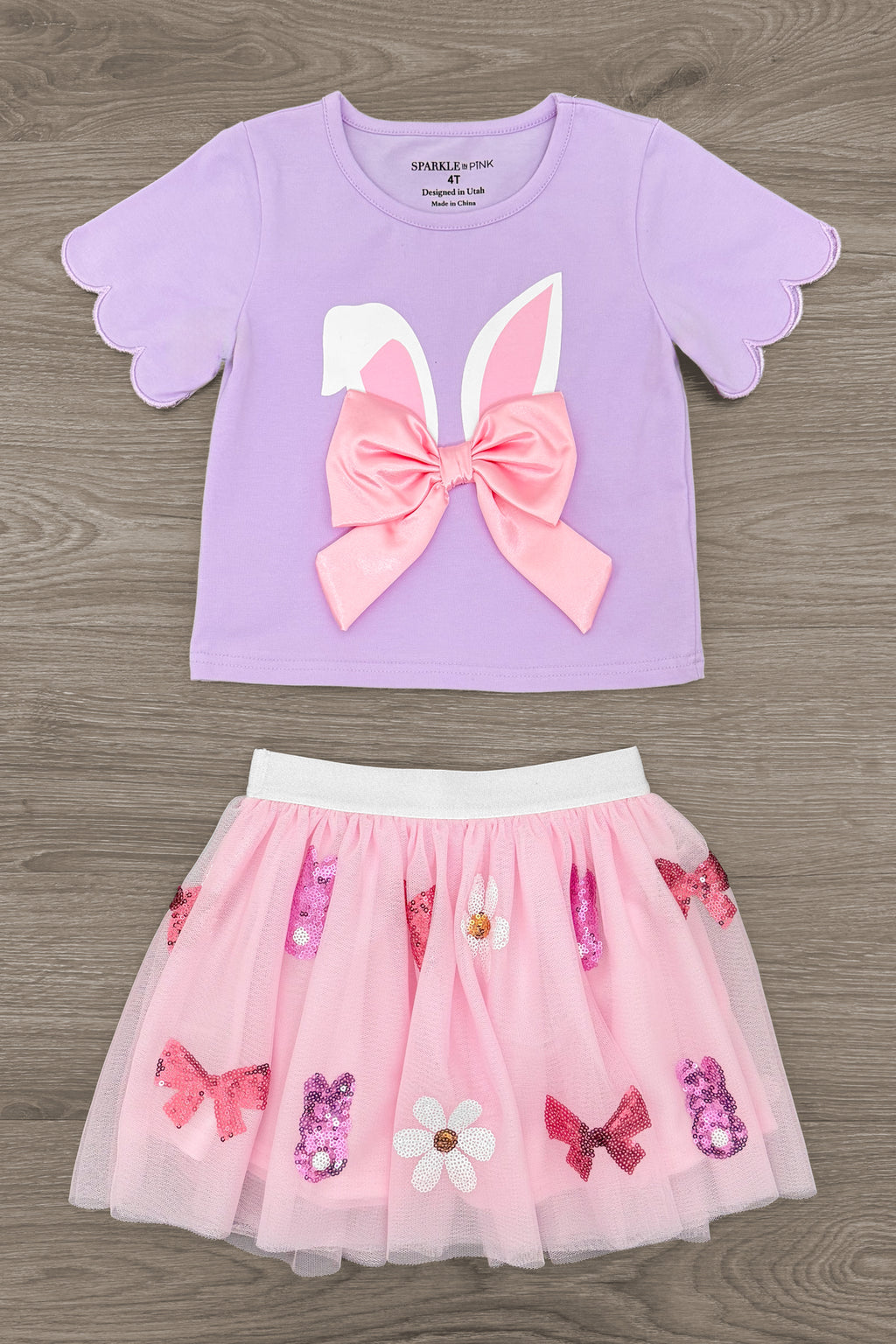 Lavender & Pink Bunny Skirt Set | Sparkle in Pink