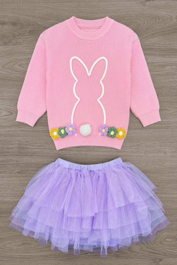 Knit Bunny Sweater Tutu Skirt Set | Sparkle in Pink