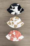 Fuzzy Cow Print Bucket Hat - Sparkle in Pink