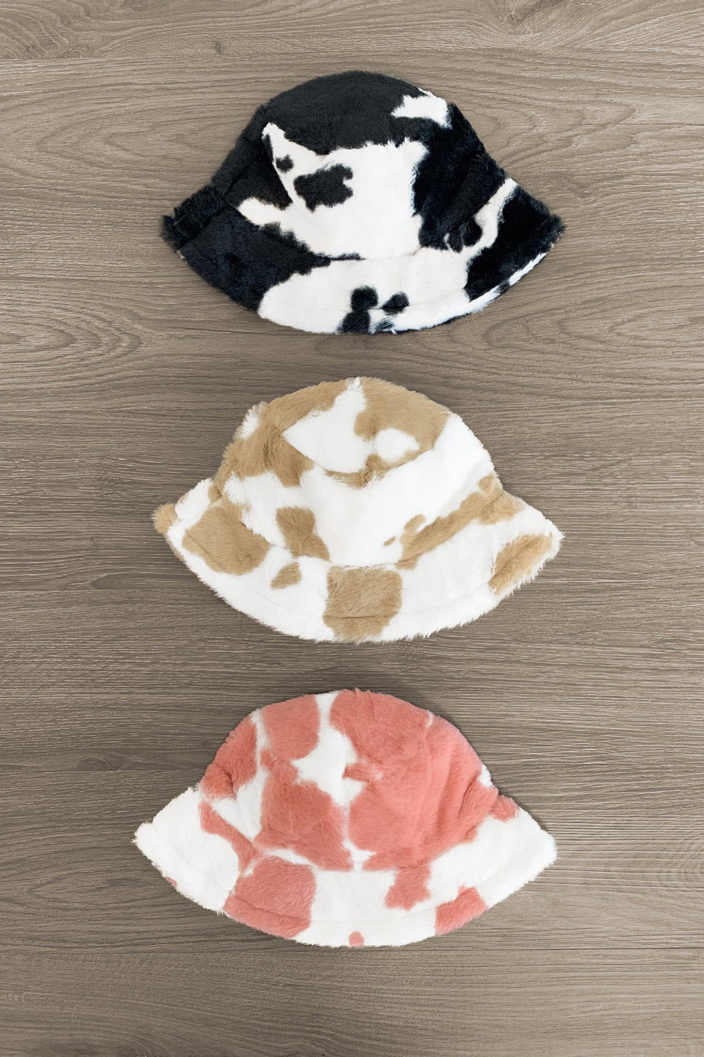 Fuzzy Cow Print Bucket Hat - Sparkle in Pink
