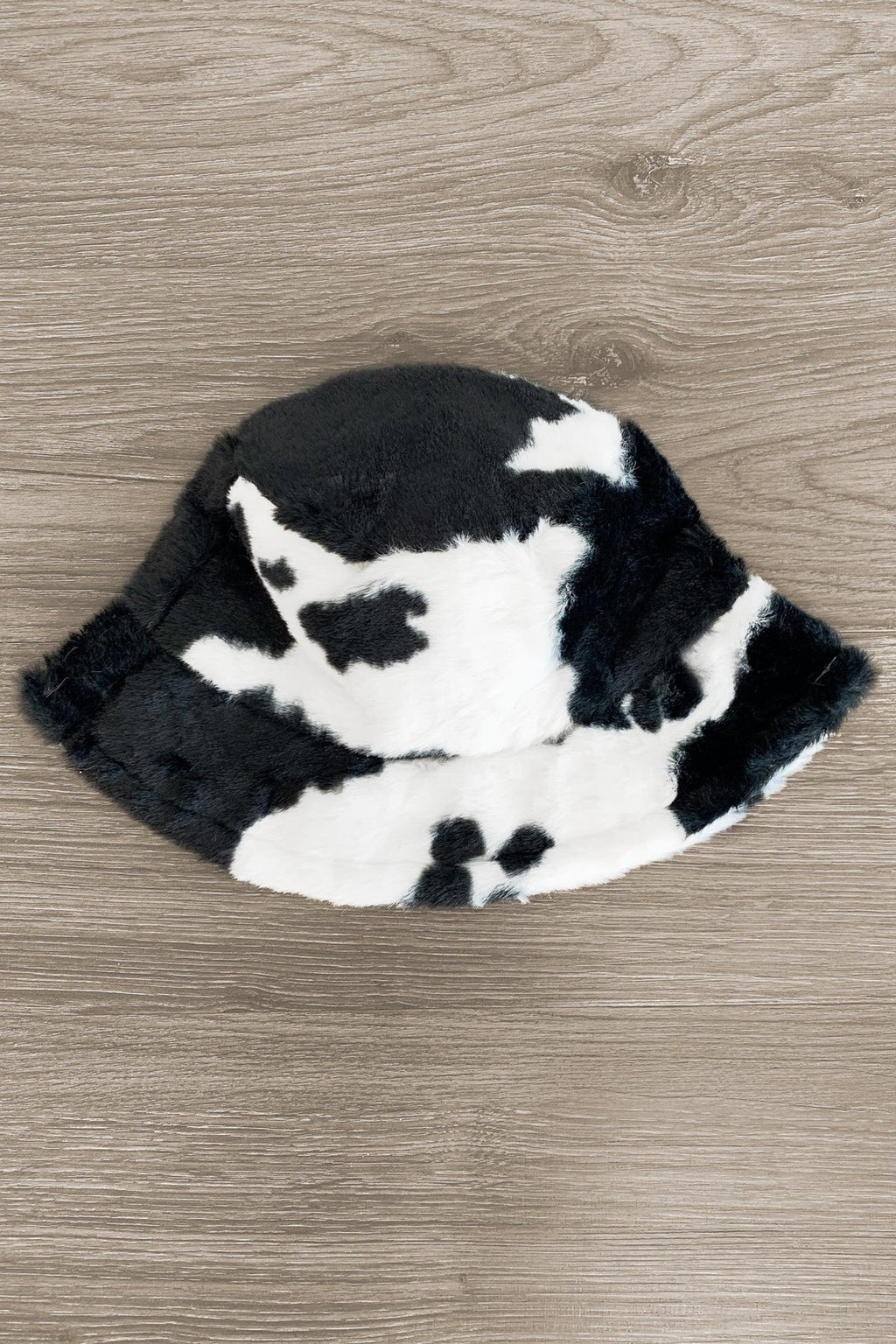Fuzzy Cow Print Bucket Hat - Sparkle in Pink