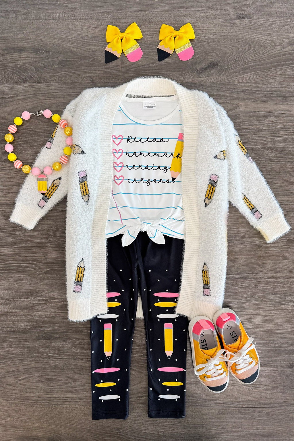 "Recess, Homework..." Legging Set | Sparkle in Pink