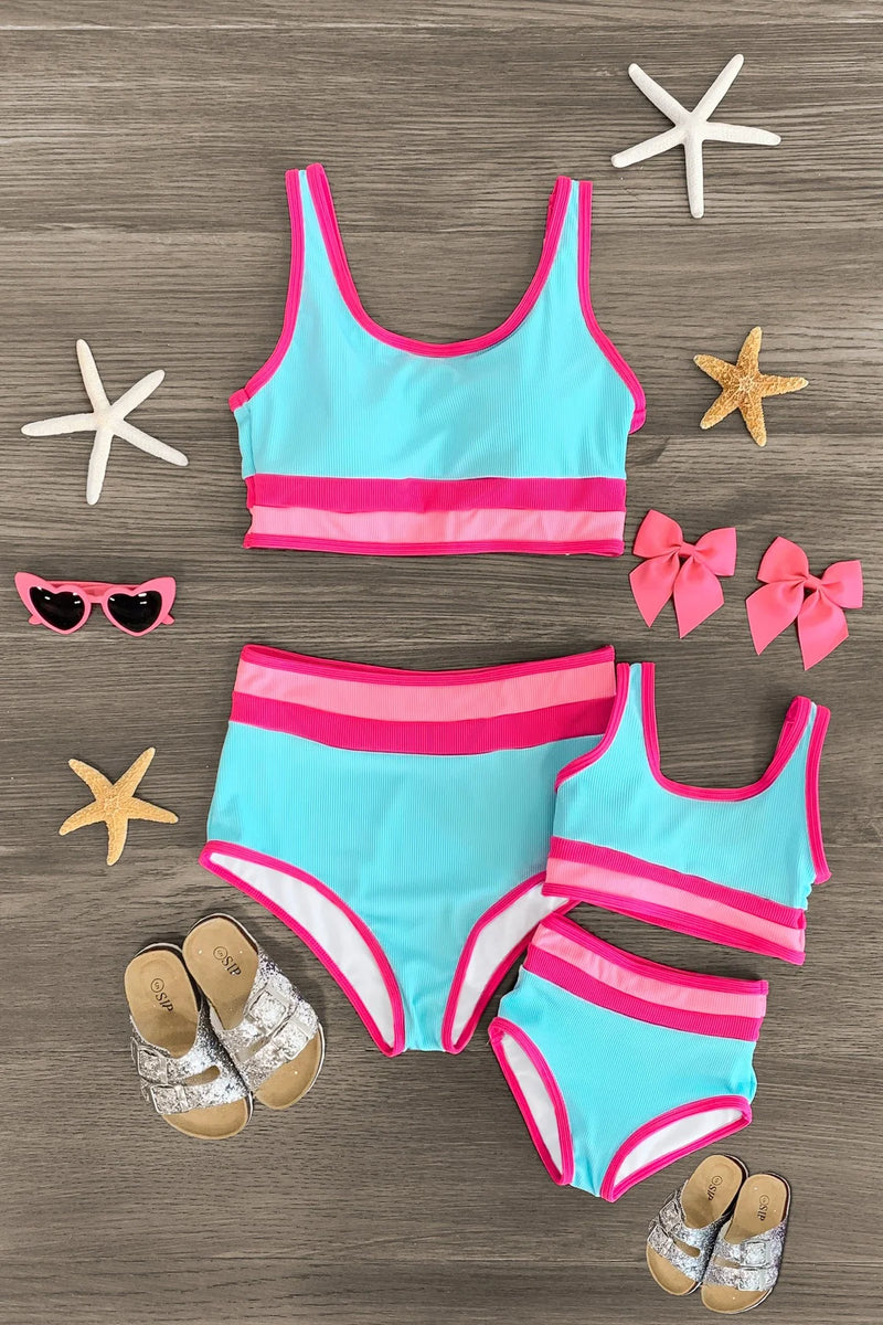 Blue & Pink Stripe Bikini