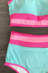 Mom & Me - Blue & Pink Stripe Bikini - Sparkle in Pink