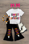 "Sweet and Spooky" Ribbed Bell Bottom Set | Sparkle in Pink