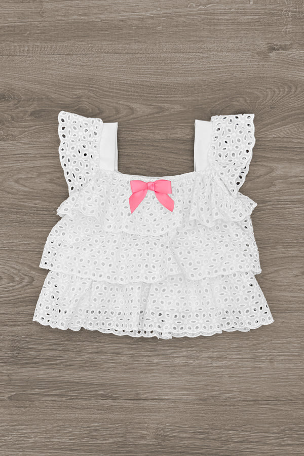 Bunny Bow Denim Short Set | Sparkle in Pink