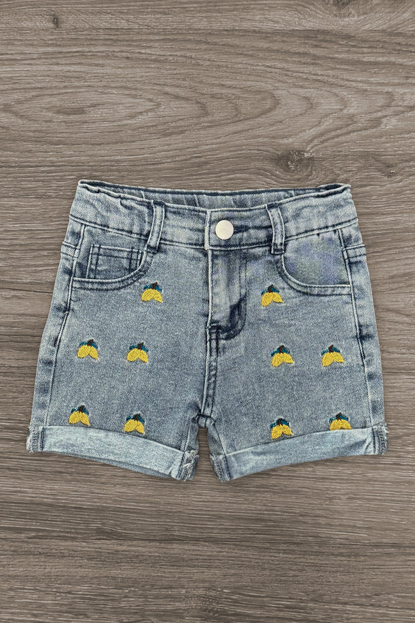 Yellow Lemon Denim Short Set | Sparkle in Pink