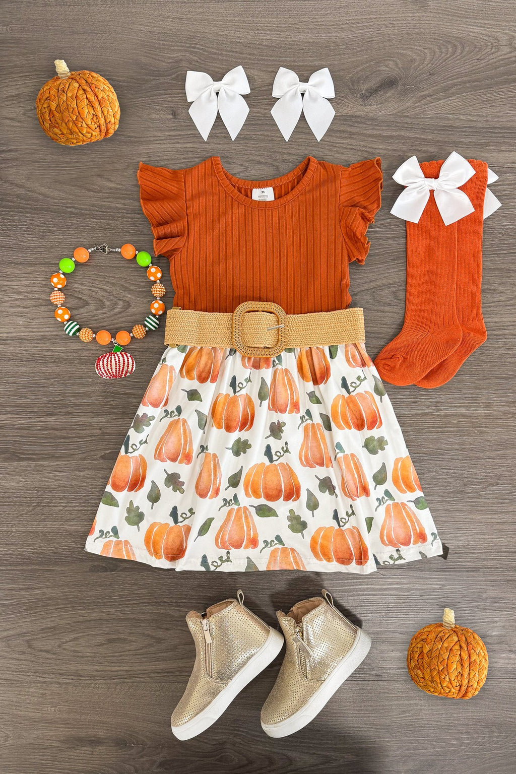 Rust Watercolor Pumpkin Dress | Girls' Fall Clothing – Sparkle In Pink