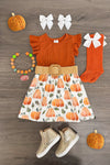 Rust Watercolor Pumpkin Dress | Sparkle in Pink