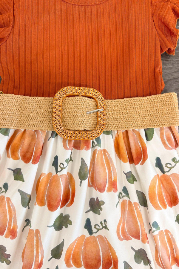 Rust Watercolor Pumpkin Dress | Sparkle in Pink