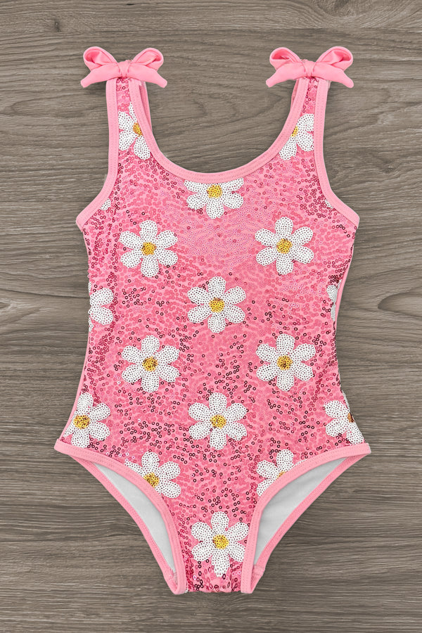 Pink Flower Sequin Swimsuit | Sparkle in Pink