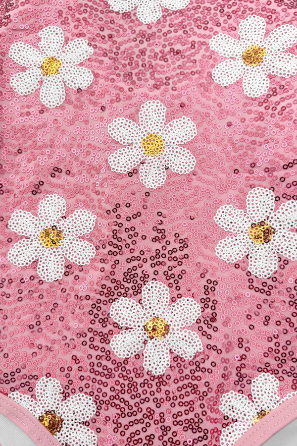 Pink Flower Sequin Swimsuit | Sparkle in Pink