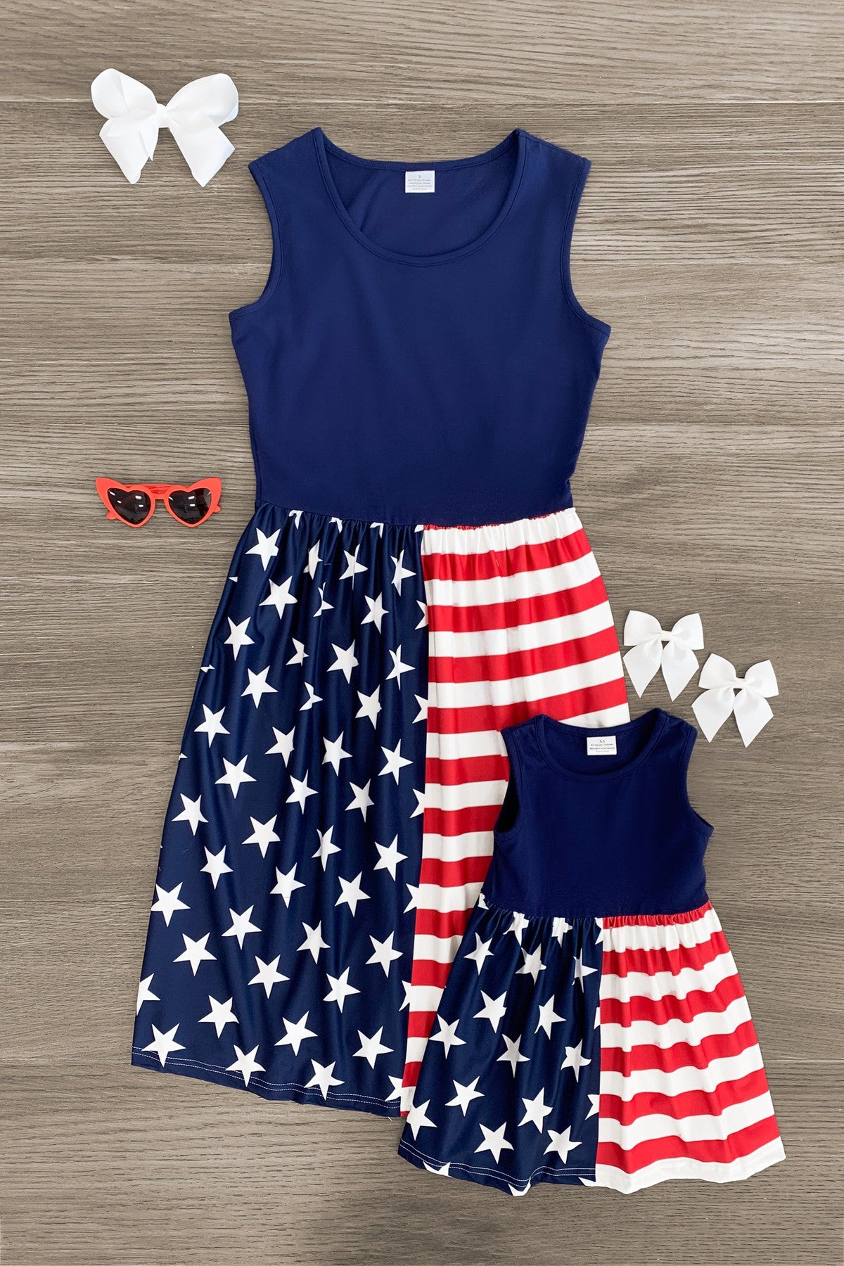 Mom & Me - American Flag Dress - Sparkle in Pink