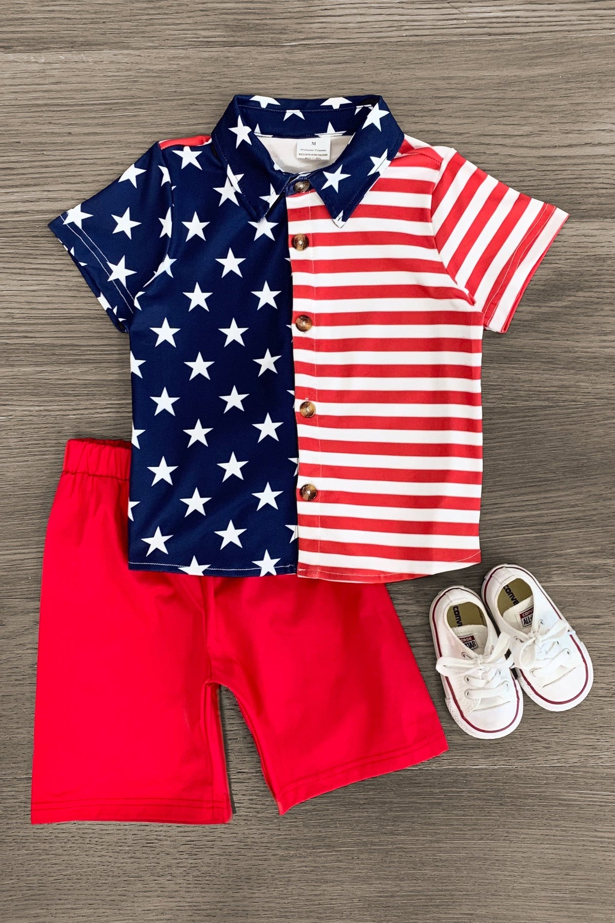 Patriotic American Flag Short Set - Sparkle in Pink