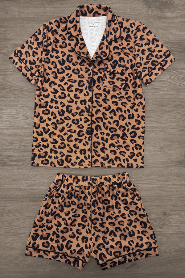 Mom & Me - Cheetah Waffle Knit Pajamas | Sparkle in Pink