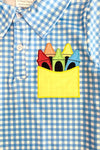 Blue Gingham Crayon Top - Sparkle in Pink