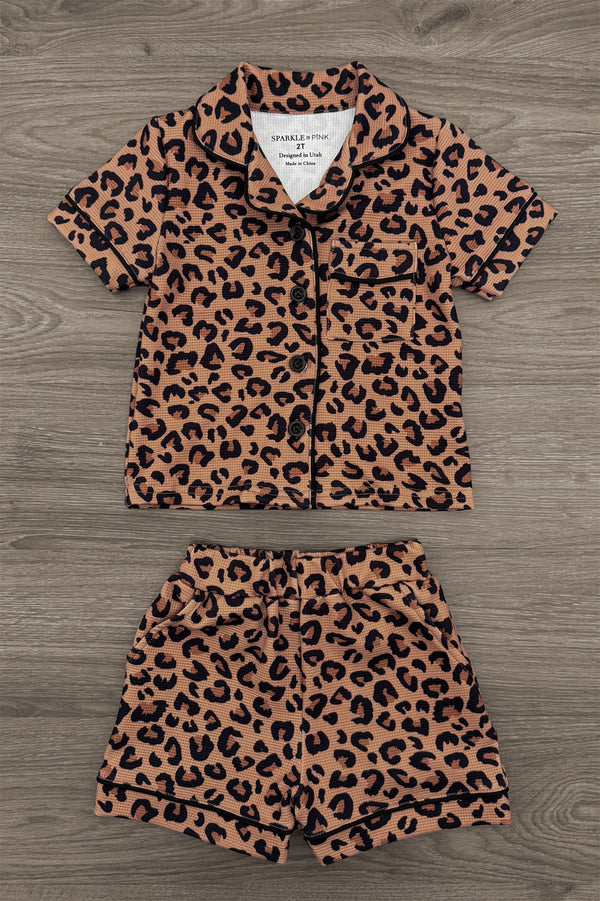 Mom & Me - Cheetah Waffle Knit Pajamas | Sparkle in Pink