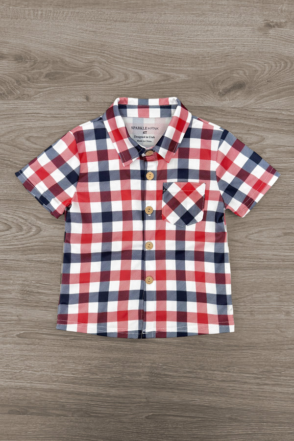 Red, White & Blue Plaid Family Set | Sparkle in Pink