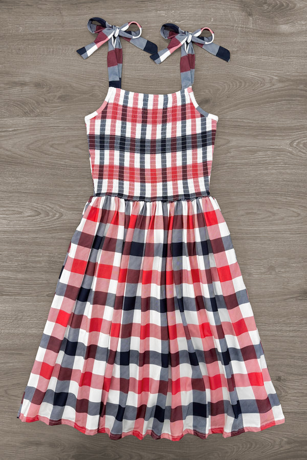 Red, White & Blue Plaid Family Set | Sparkle in Pink