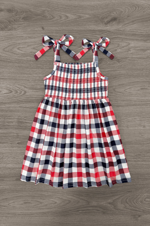 Red, White & Blue Plaid Family Set | Sparkle in Pink