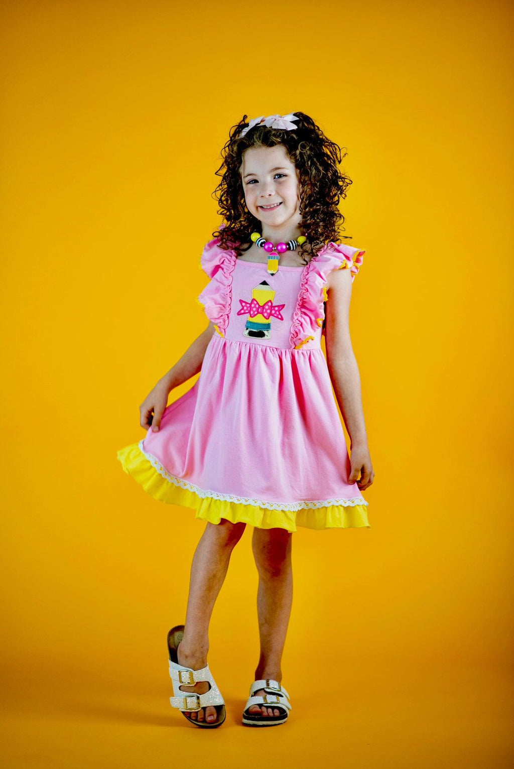 Pink Pencil Ruffle Dress - Sparkle in Pink