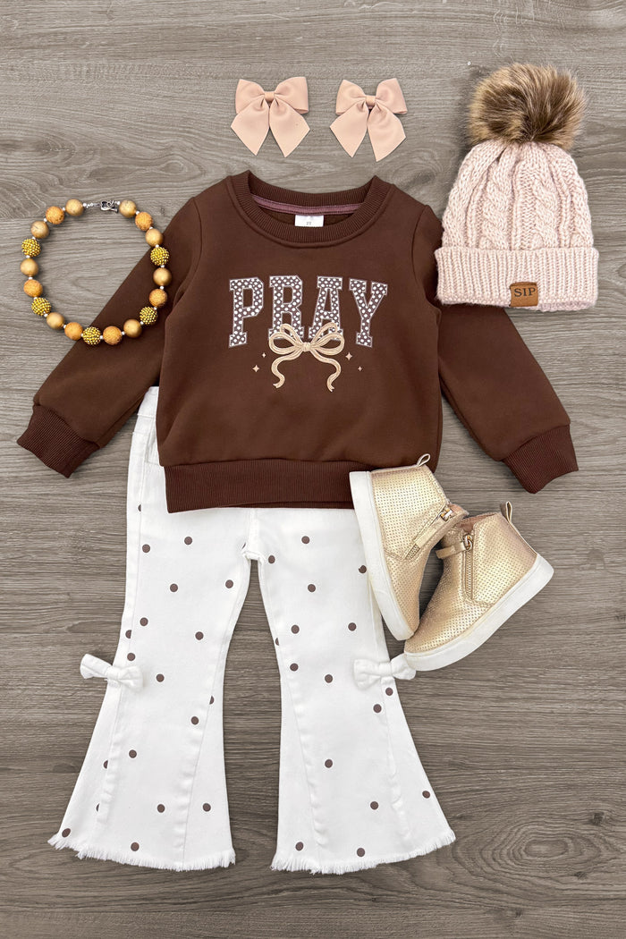 "Pray" Polka Dot Denim Pant Set