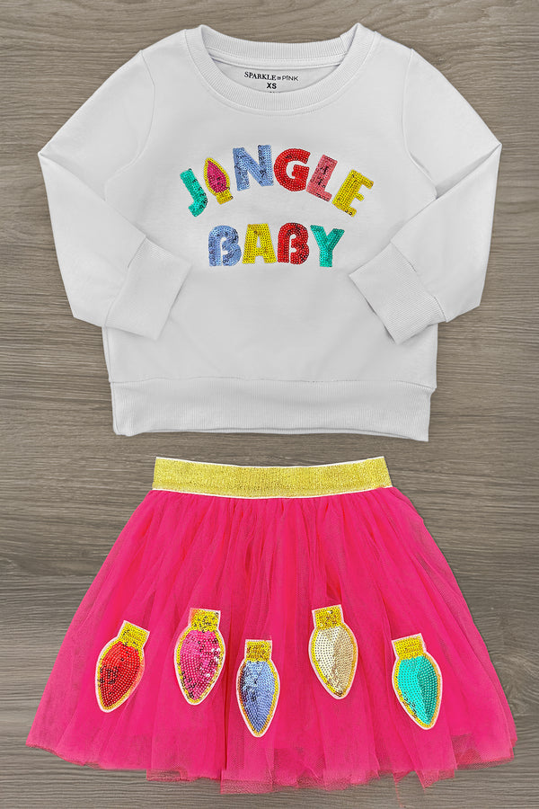 Mom & Me - "Jingle Belle & Jingle Baby" Skirt Set | Sparkle in Pink