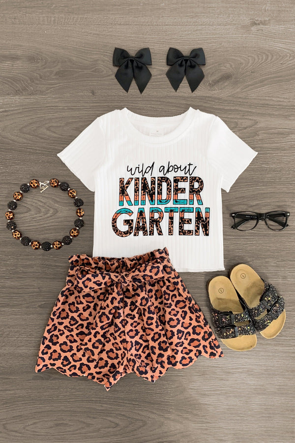 "Wild About Pre-K - 5th Grade" Leopard Short Set - Sparkle in Pink