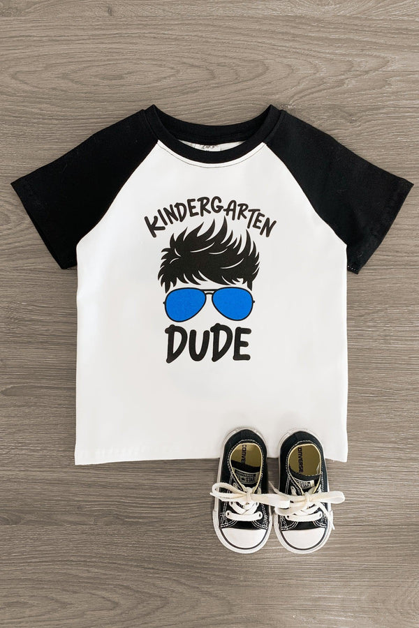 "Pre-K - 3rd Grade Dude" White & Black Top - Sparkle in Pink