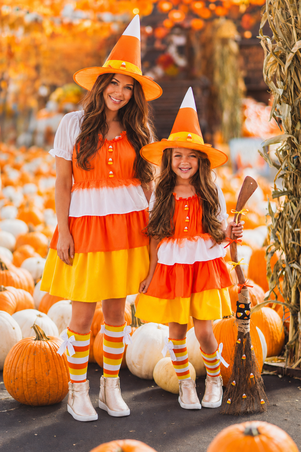 halloween costume with orange dress Mom & Me - Candy Corn Witch Order our Orange Tulle Midnight Velvet Malisa Allover Color:Giraffe ENDOFWINTER