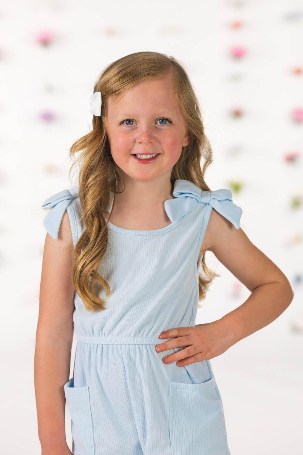 Ribbed Bow Romper | Sparkle in Pink