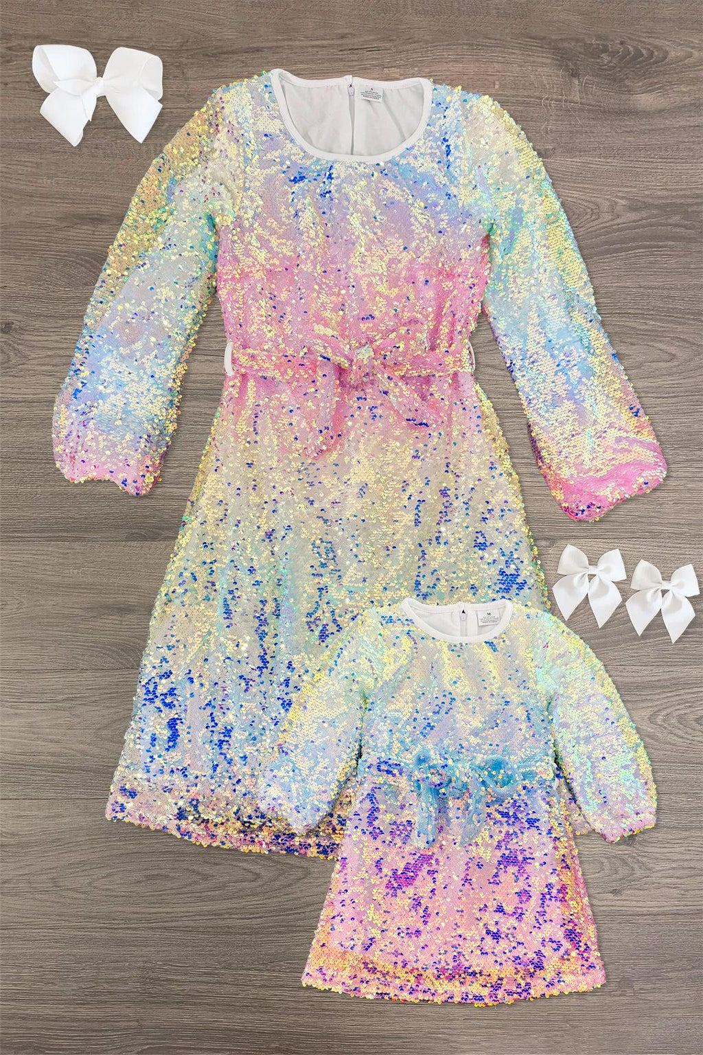 Mom & Me - Holographic Pastel Sequin Dress | Sparkle in Pink