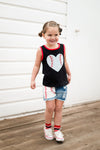 Sequin Baseball Heart Denim Short Set | Sparkle in Pink