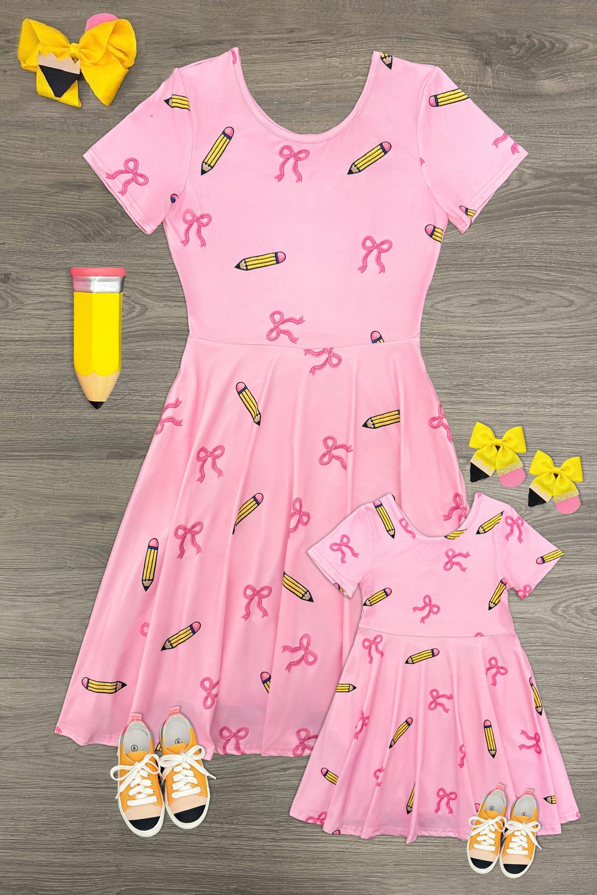 Mom & Me - Pink Pencil & Bow Dress