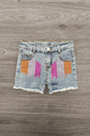 Pink & Orange Denim Short Set | Sparkle in Pink