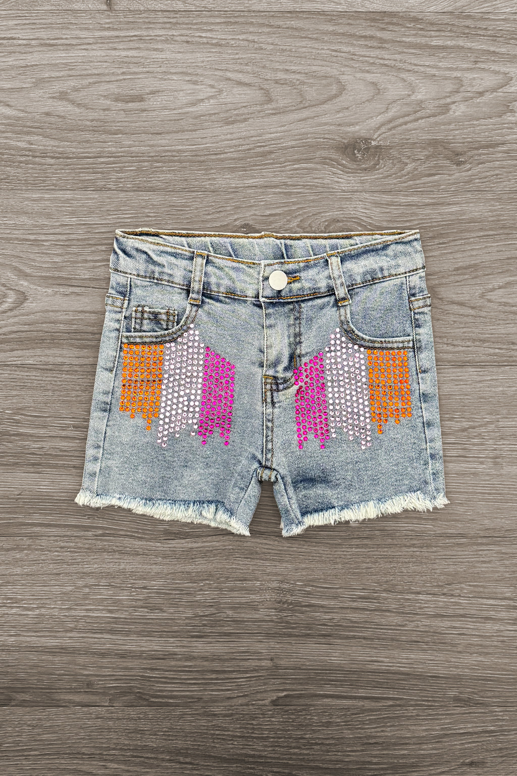 Pink & Orange Denim Short Set | Sparkle in Pink