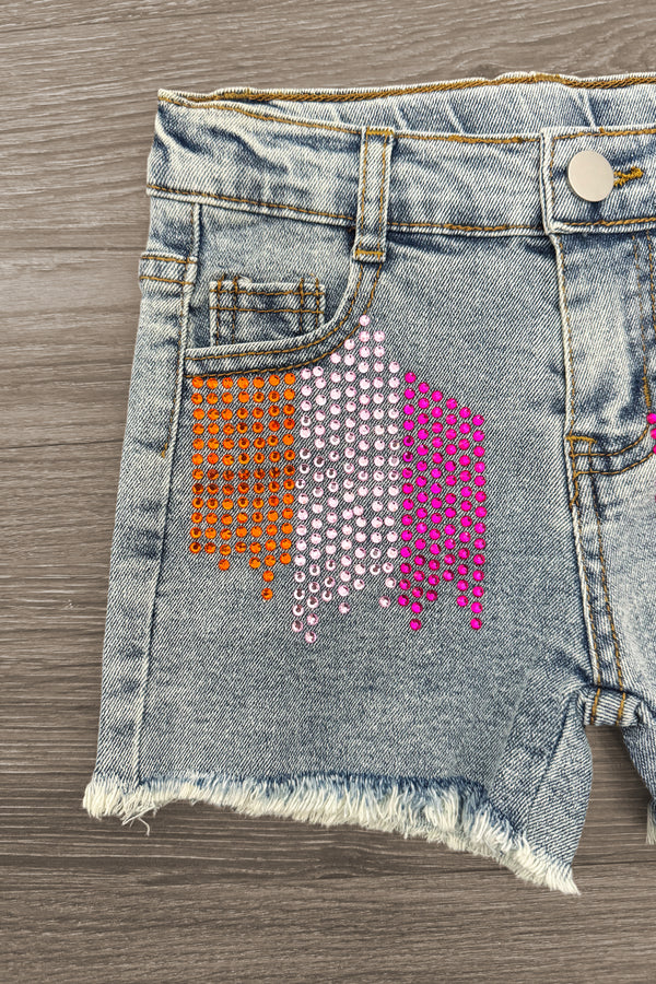 Pink & Orange Denim Short Set | Sparkle in Pink